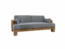 Canapé 3 places 224 cm en bois recyclé et tissu gris - chalet 60787055
