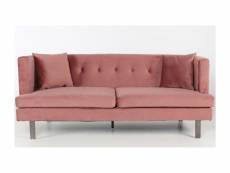 Canapé 3 places velours rose et pieds métal dinver