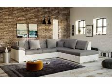 Canapé d'angle tanos gris et blanc moderne - angle
