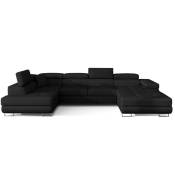Canapé panoramique velours noir convertible avec coffre