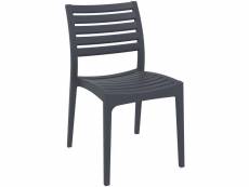 Chaise de jardin en plastique design simple empilable gris 10_0000688