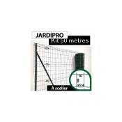 Cloture&jardin - Kit Grillage Soudé Vert 50M - jardipro - Maille 100x50mm - Triple lisière - 1,80 mètre - Vert (ral 6005)
