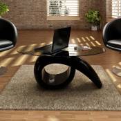 Coffee Table with Oval Glass Top High Gloss Black -