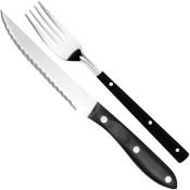 Couteau à steak dentelé en inox, longueur 120 mm + fourchette SET de 2 pcs. -Hendi 841174