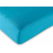 Drap housse 100% Coton/57 fils/cm² - 140 x 190 cm - Turquoise - Turquoise