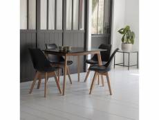 Ensemble table extensible 120-160cm helga et 4 chaises nora noir