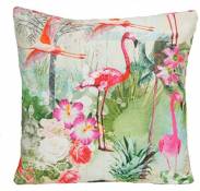 Flamingo Birds and Flowers Cushion Cover Pink Birds