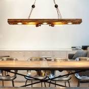 Gojoy - Lampe suspendue à poutre en bois de 38 w, lustre en bois rétro rustique pour table de billard, îlot de cuisine, salon, salle à manger,