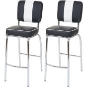 HHG - jamais utilisé] 2x tabouret de bar Avellino, chaise de comptoir, design rétro des années 50, similicuir noir / blanc - black