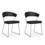 Inside 75 Lot de 2 chaises NEW YORK design italienne en cuir noir