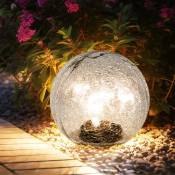 Lampes solaires de jardin à led boule lampes solaires en verre pour batterie solaire extérieure, piquet, verre brisé transparent, 20x led blanc