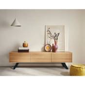 Lisa Design - Zapallar - meuble tv - bois et noir - 206 cm - noir / bois - Noir / Bois