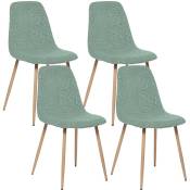 Lot de 4 chaises tapissées vert aqua - 46 x 53 x 85 cm - 0
