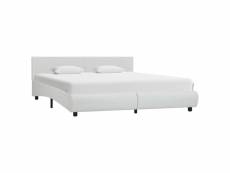 Magnifique lits et accessoires ligne port moresby cadre de lit blanc similicuir 160x200 cm