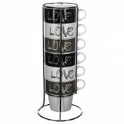 Mugs sur support métal ''LOVE'' X6