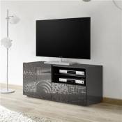 Nouvomeuble Petit meuble TV 120 cm gris laqué design
