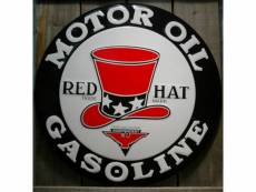 "plaque red hat motor oil 60cm tole déco huile garage usa"