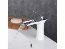 Robinets de lavabo, d'évier robinets bassin cascade mitigeur blanc pour salle de bain