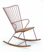 Rocking chair Paon / Métal & bambou - Houe rose en métal