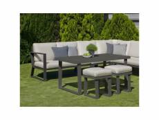 Salon de jardin avec sofa en aluminium bolon anthracite et gris clair 31867