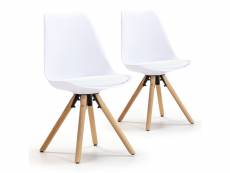 Set de 2 chaises salle à manger jeff style nordique blanc, 54 cm x 49 cm x 84 cm I20029