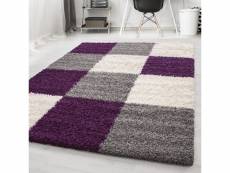 Shaggy - tapis à carreaux - violet 080 x 250 cm LIFE802501501LILA