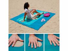 Shop-story - sand free mat blue : serviette de plage drap anti-sable avec crochet - 150 x 200 cm