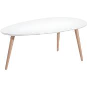STONE Table basse ovale scandinave blanc laqué - L