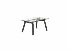 Table à rallonges bois noir et verre moon 160-240