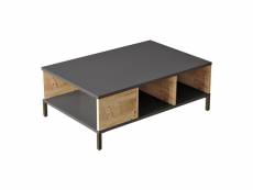 Table basse leppävirta avec 3 compartiments de rangement 33 x 90 x 60 cm effet bois de pin / anthracite [en.casa]