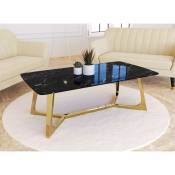 Table basse rectangulaire design effet marbre noir