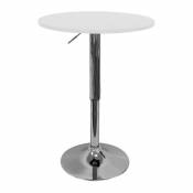 Table de bar ronde laquée blanc et acier chromé D60xH68/76