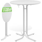 Table de bar ronde Ø70 ou 80 cm pliable haute de 110 cm plateau de table en mdf mange debout table d'appoint Blanc 80cm - Casaria