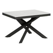 Table extensible 6 à 16 places blanche cadre métallique