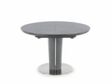 Table ronde grise style marbre 120-160cm avec rallonge et pied central calvi 839