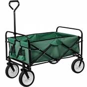 TecTake Chariot de transport à main Remorque de jardin pliable | 95 x 53,5 x 117 (LxBxH) | -diverses couleurs au choix- (Vert | no. 402596)