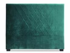 Tête de lit velours vert coutures en diagonale 140
