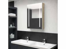 Vidaxl armoire de salle de bain à miroir led blanc et chêne 50x13x70cm