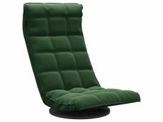 Vidaxl chaise de sol pivotante vert foncé velours