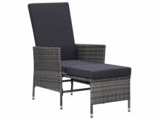 Vidaxl chaise inclinable de jardin avec coussins résine tressée gris 310230