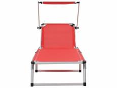 Vidaxl chaises longues pliables et toit 2pcs aluminium textilène rouge