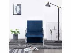 Vidaxl fauteuil avec pieds en chrome bleu velours 282160