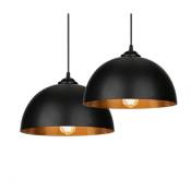 Vingo - 2er Suspension abat-jour Industrielle Rétro Lustre Abat-Jour Noir Lampe de Plafond Luminaire pour Salon Cuisine E27 - noir