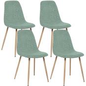 Wellhome - Lot de 4 chaises tapissées vert aqua -