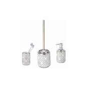 Wenko - Set d'accessoires de salle de bain Baroque, Porte brosse à dent, brosse wc et distributeur de savon liquide capacité 400ml, Céramique, Blanc