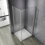 90x90x195cm Porte pivotante porte de douche paroi de douche cabine de douche verre anticalcaire