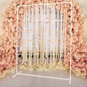 Arche de mariage blanche avec lignes de treillis - Tube carré de 10 mm - Arche de mariage - Décoration de fête - 200 × 160 cm