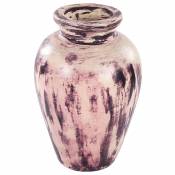 Beliani Vase décoratif en terre cuite 34 cm violet et beige AMATHUS