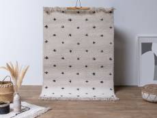 Bobochic tapis shaggy maell motif graphique blanc 120x170