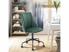 Chaise de bureau scandinave hauteur ajustable pivotant à roulettes en velours vert